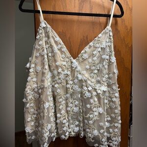 Elegant Cream Floral Lace Women's Top